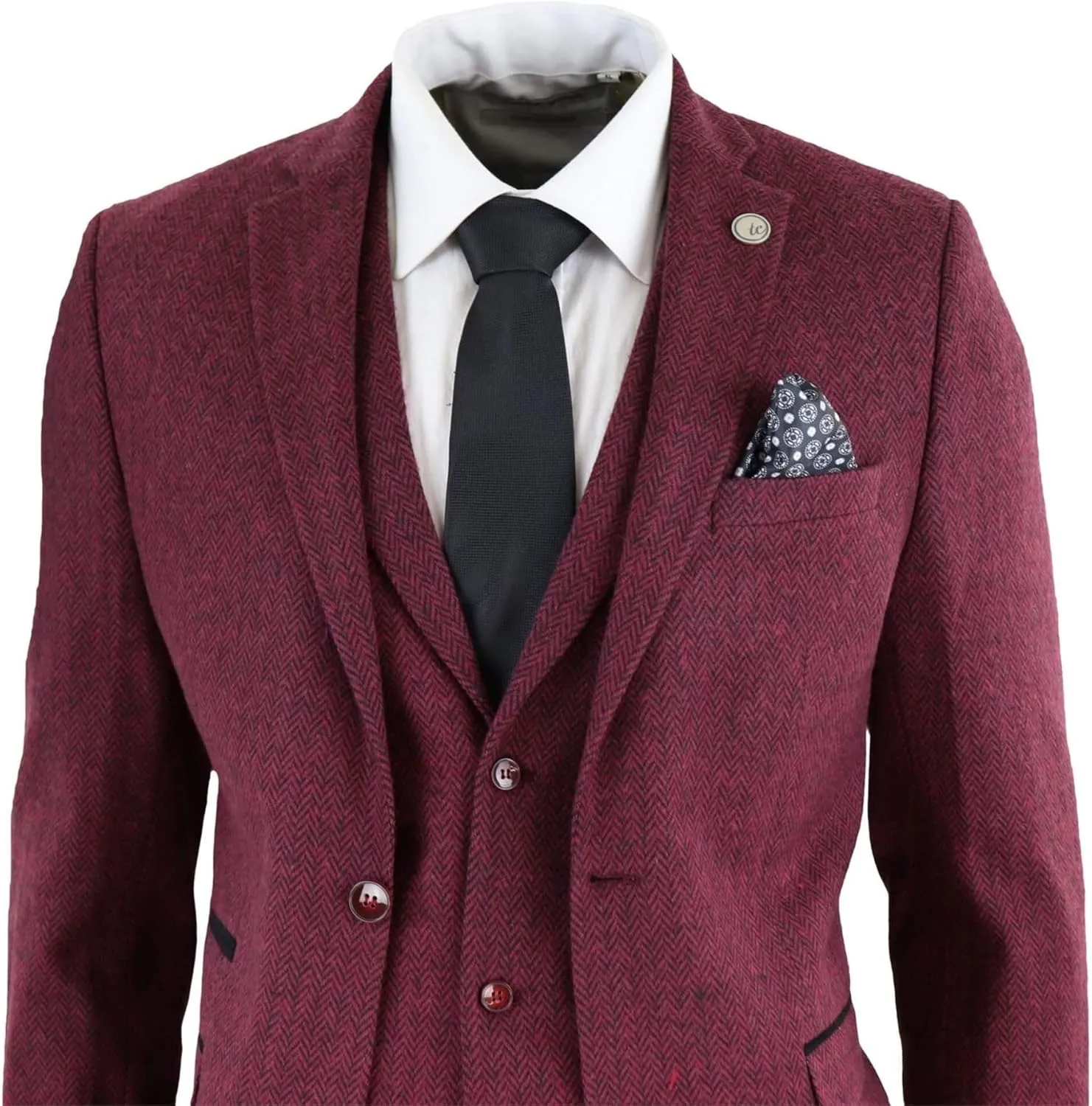 Mens Wool 3 Piece Suit Tweed Olive Green Black Tailored Fit Classic