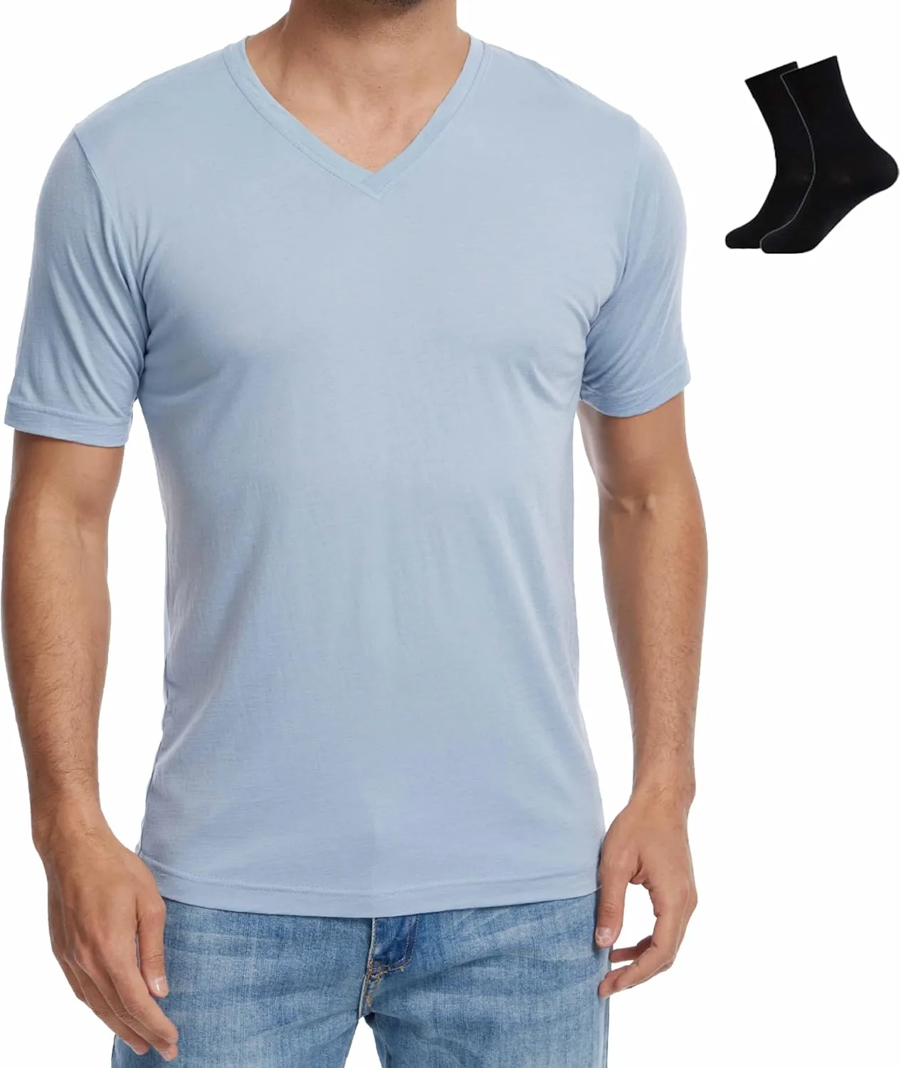 MERINNOVATION Mens Merino Wool V Neck T-Shirt Wicking Merino Wool Undershirt Lightweight Base Layer Hiking Travel