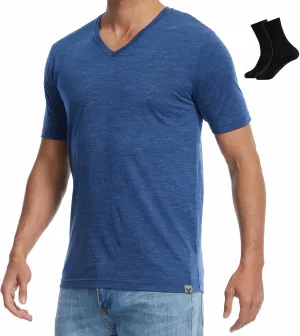 MERINNOVATION Mens Merino Wool V Neck T-Shirt Wicking Merino Wool Undershirt Lightweight Base Layer Hiking Travel