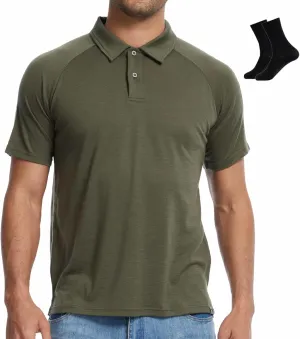 MERINNOVATION Merino Wool Polo Shirts Men - 100% Merino Wool Shirts for Men Short Sleeve Wicking Base Layer