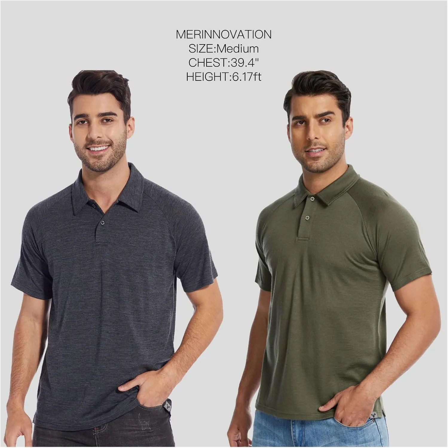 MERINNOVATION Merino Wool Polo Shirts Men - 100% Merino Wool Shirts for Men Short Sleeve Wicking Base Layer