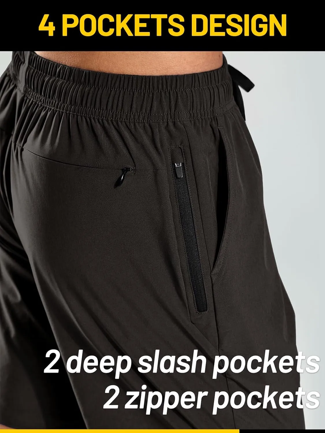MIER Men's Workout Running Shorts 7 Inch Lightweight Athletic with Zipper Pockets No Liner Quick-Dry Gym Active Shorts