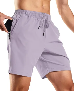 MIER Men's Workout Running Shorts 7 Inch Lightweight Athletic with Zipper Pockets No Liner Quick-Dry Gym Active Shorts