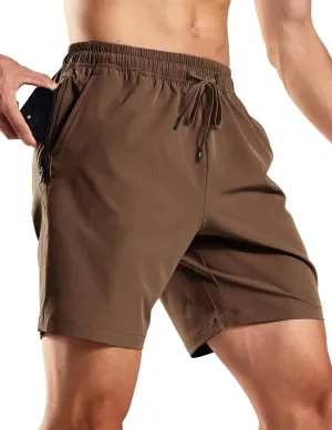 MIER Men's Workout Running Shorts 7 Inch Lightweight Athletic with Zipper Pockets No Liner Quick-Dry Gym Active Shorts