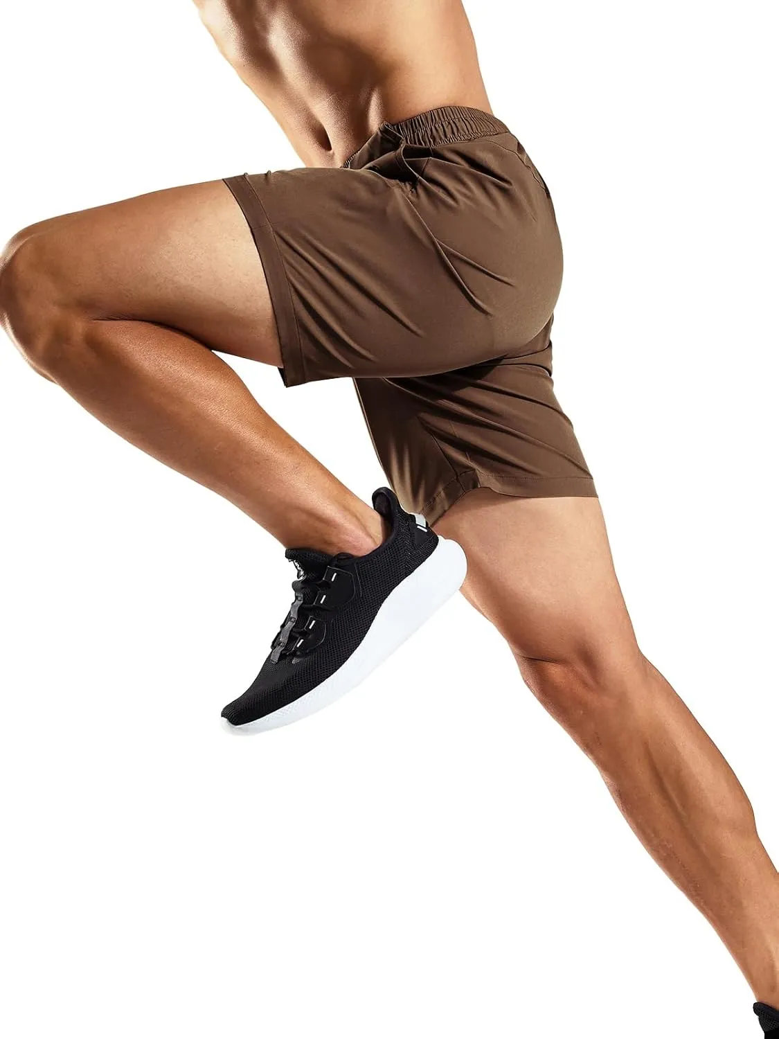 MIER Men's Workout Running Shorts 7 Inch Lightweight Athletic with Zipper Pockets No Liner Quick-Dry Gym Active Shorts
