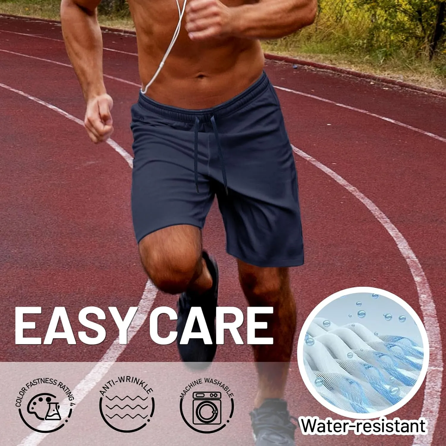 MIER Men's Workout Running Shorts 7 Inch Lightweight Athletic with Zipper Pockets No Liner Quick-Dry Gym Active Shorts