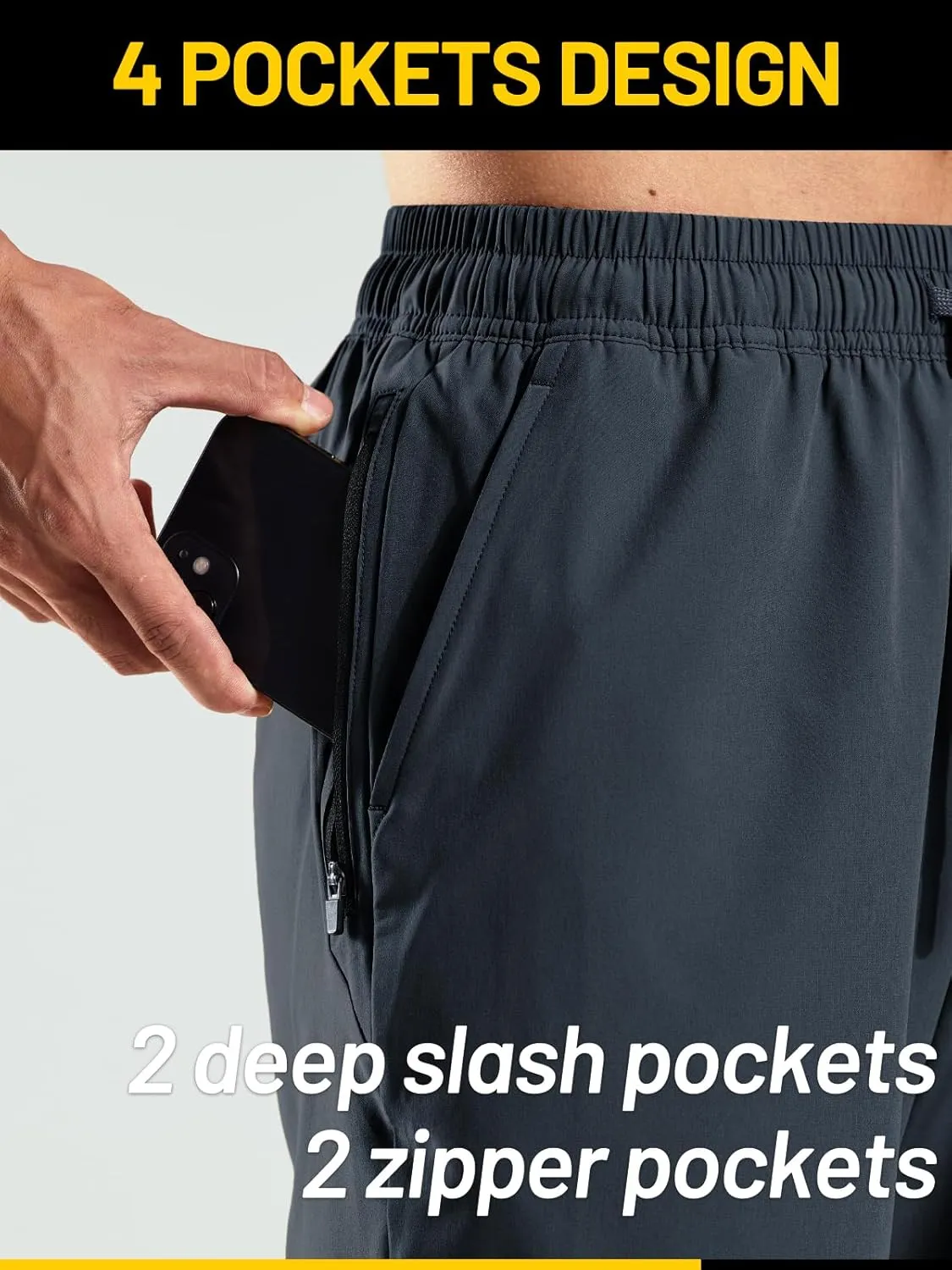 MIER Men's Workout Running Shorts 7 Inch Lightweight Athletic with Zipper Pockets No Liner Quick-Dry Gym Active Shorts