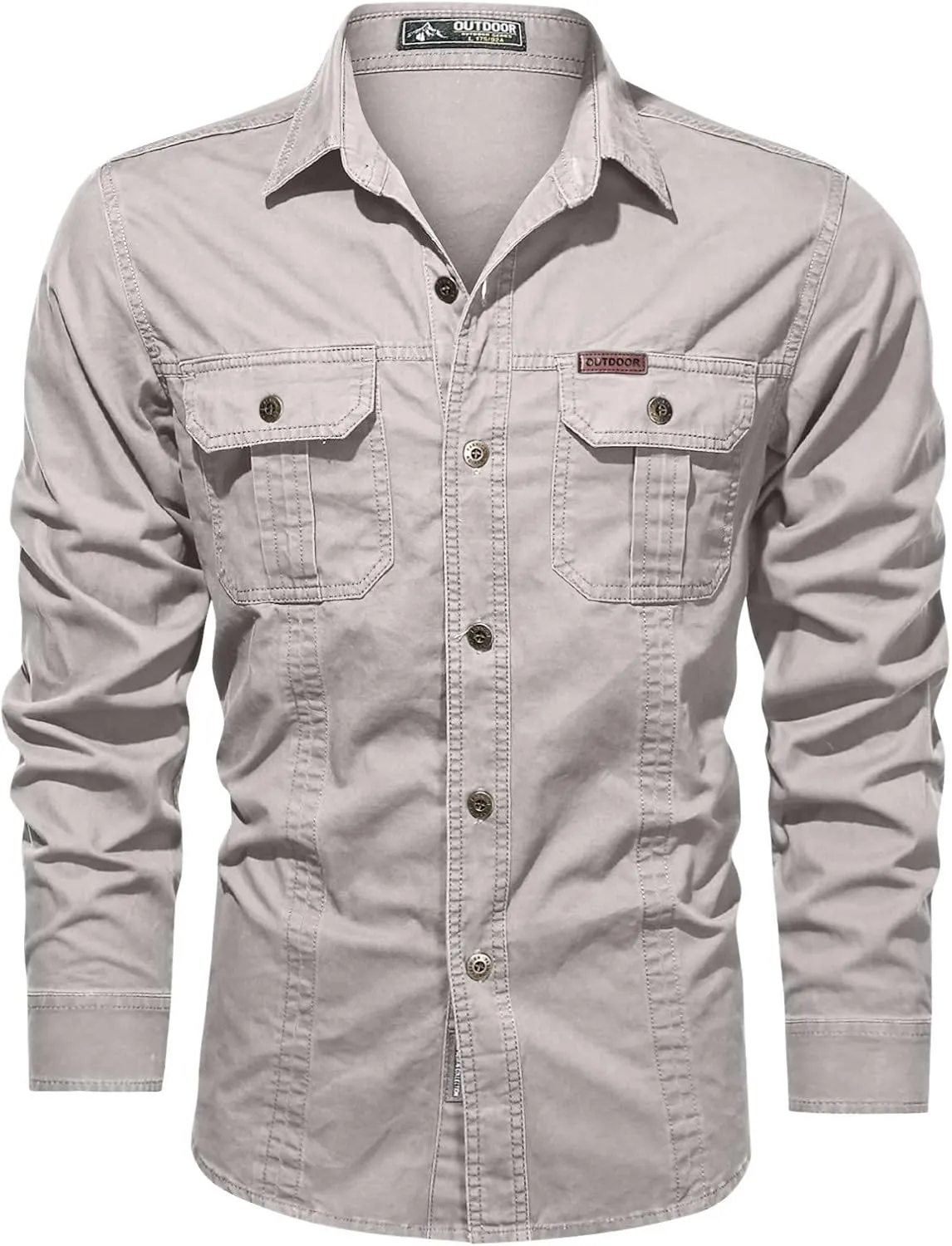 Military Long Sleeve Hiking Shirts for Men Quick Dry Button Down Tactical Work Shirts Outdoor Travel Cargo Shirt