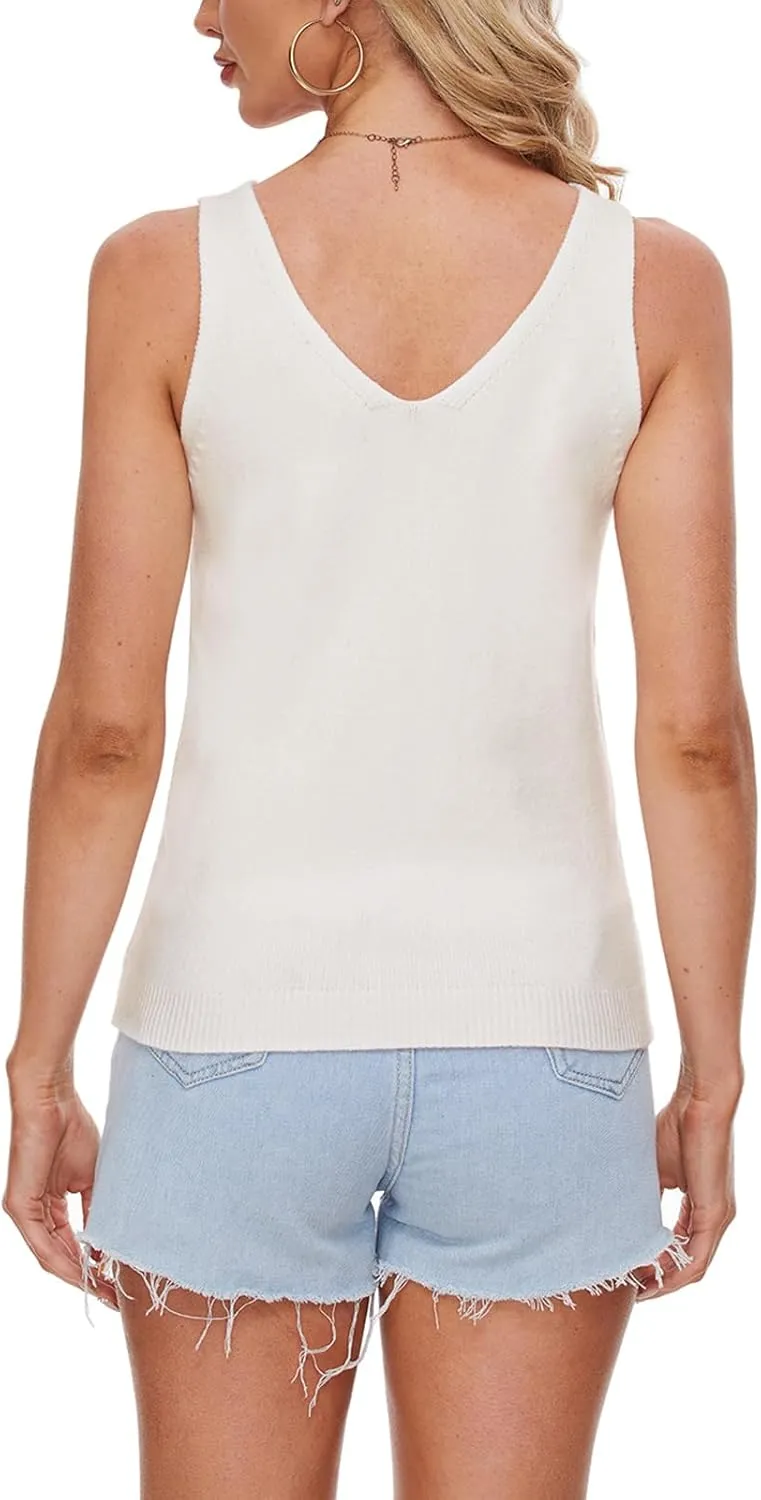 MINTLIMIT Womens V Neck Sleeveless Sweater Vest 2024 Casual Cable Knit Pullover Sweater Tank Tops