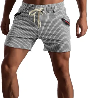 Muscle Cmdr Mens Athletic Gym Shorts Cotton 5.7" Elastic Waist Casual Zip Pocket Jogger Workout Short Pants
