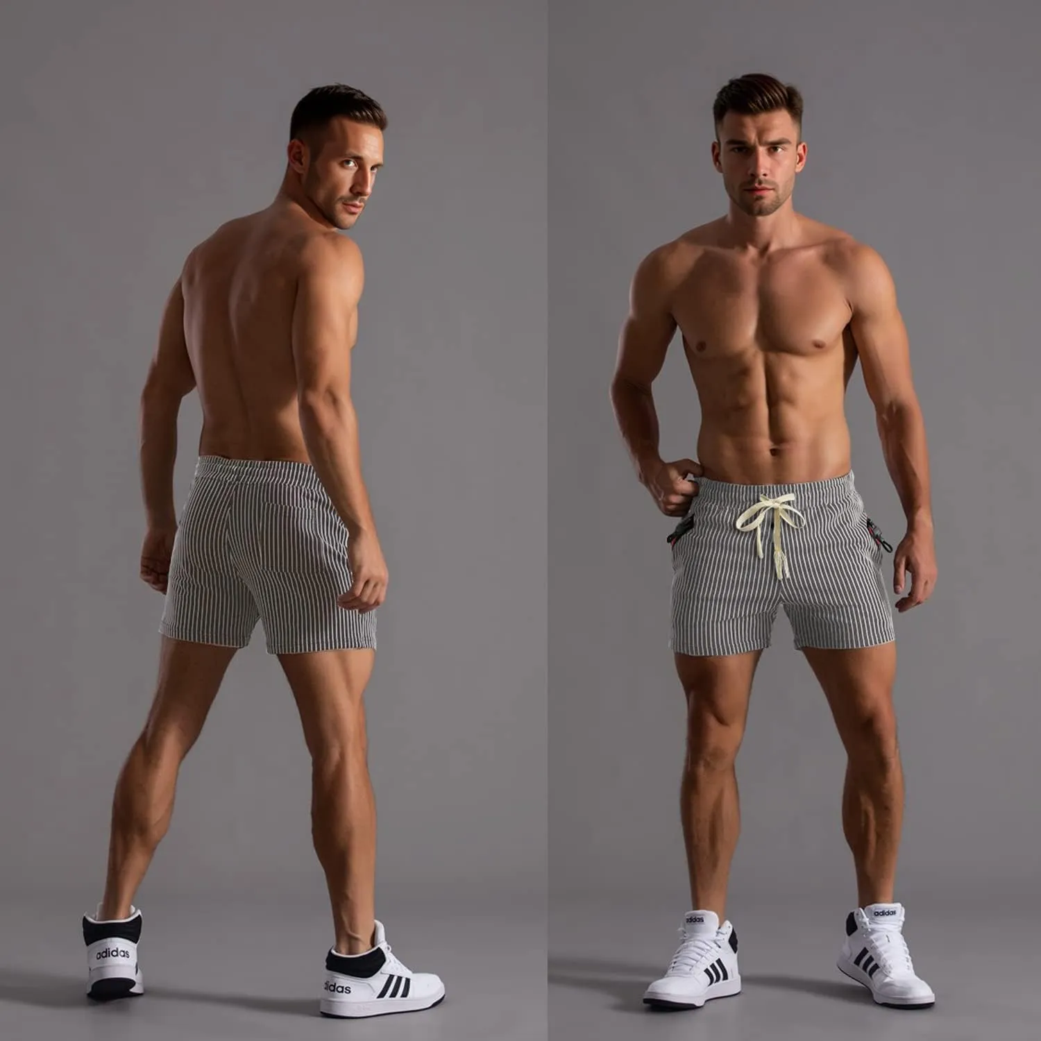 Muscle Cmdr Mens Athletic Gym Shorts Cotton 5.7" Elastic Waist Casual Zip Pocket Jogger Workout Short Pants