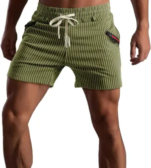 Muscle Cmdr Mens Athletic Gym Shorts Cotton 5.7" Elastic Waist Casual Zip Pocket Jogger Workout Short Pants