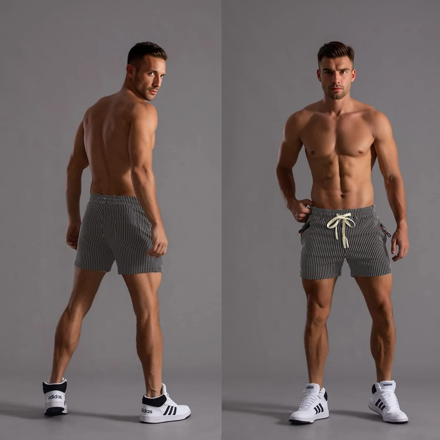 Muscle Cmdr Mens Athletic Gym Shorts Cotton 5.7" Elastic Waist Casual Zip Pocket Jogger Workout Short Pants