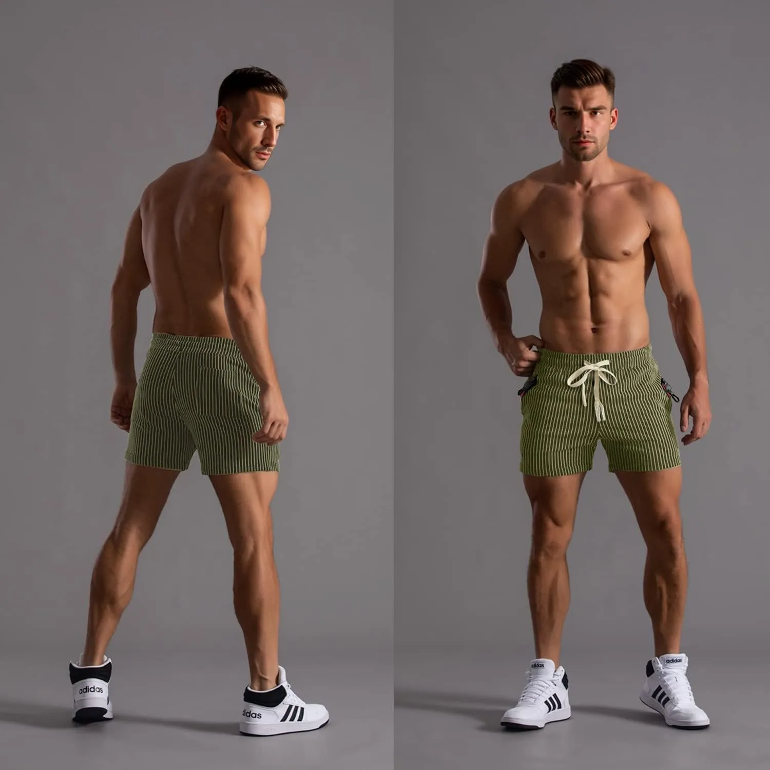 Muscle Cmdr Mens Athletic Gym Shorts Cotton 5.7" Elastic Waist Casual Zip Pocket Jogger Workout Short Pants