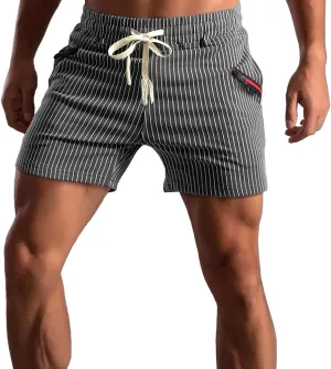 Muscle Cmdr Mens Athletic Gym Shorts Cotton 5.7" Elastic Waist Casual Zip Pocket Jogger Workout Short Pants
