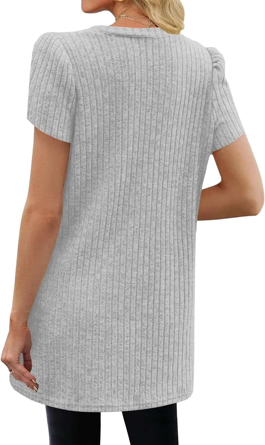 Naggoo Summer Womens Tunic Tops for Leggings with Pockets Loose Fit Short Sleeve Casual Long T Shirts