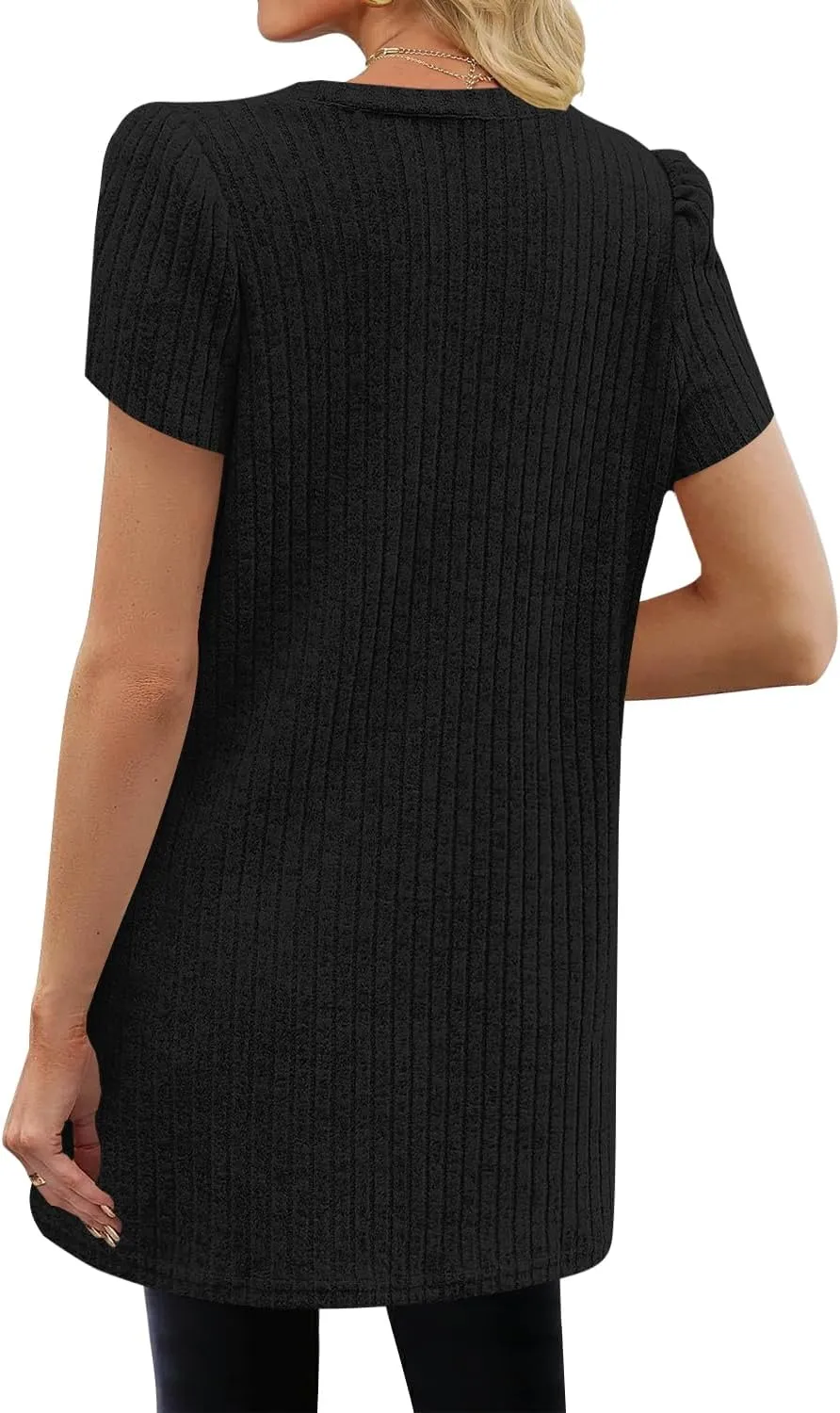 Naggoo Summer Womens Tunic Tops for Leggings with Pockets Loose Fit Short Sleeve Casual Long T Shirts