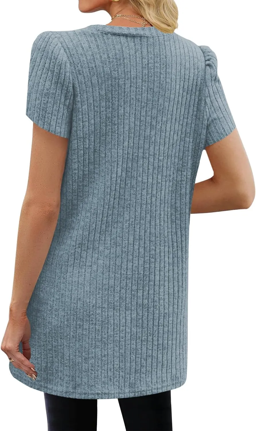 Naggoo Summer Womens Tunic Tops for Leggings with Pockets Loose Fit Short Sleeve Casual Long T Shirts