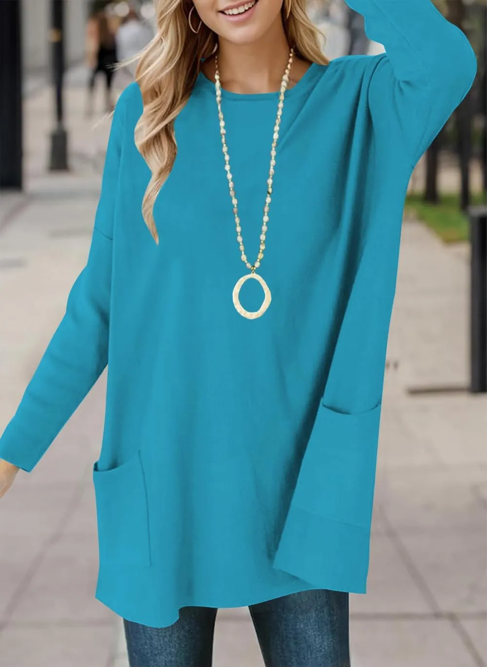 Naggoo Womens Long Sleeve Tunic Tops for Leggings with Pockets Fall Fashion 2025 Casual Long T Shirts