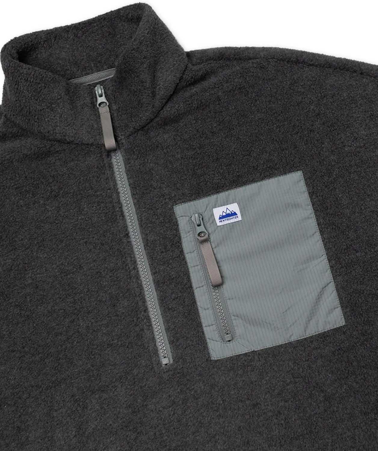 New Frontier Women's Cropped Fleece Pullover Sweater - 1/4 Zip (Shadow Gray)
