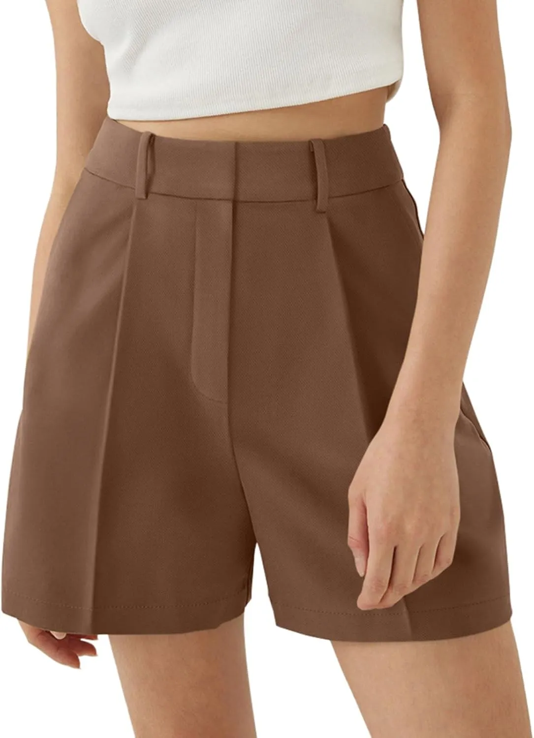 NIMIN Womens Shorts Dressy High Waisted Wide Leg Tailored Shorts Pleated Business Casual Work Trouser Shorts Without Belts