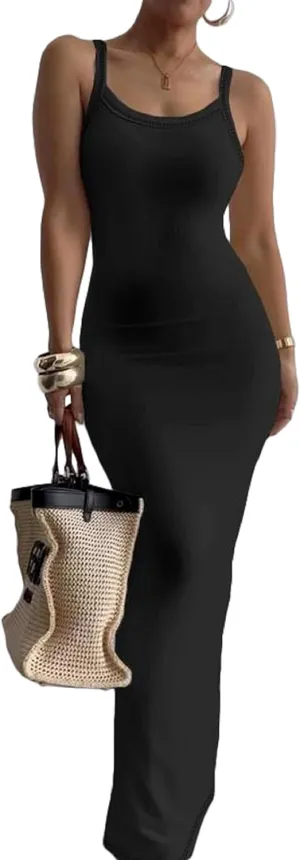 Nimsruc Women Summer Long Dress Casual Slip Sexy Slim Sleeveless Bodycon Maxi Dresses for Women 2024
