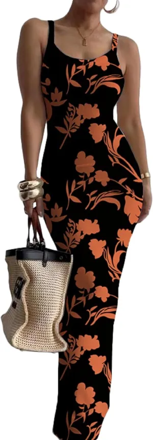 Nimsruc Women Summer Long Dress Casual Slip Sexy Slim Sleeveless Bodycon Maxi Dresses for Women 2024