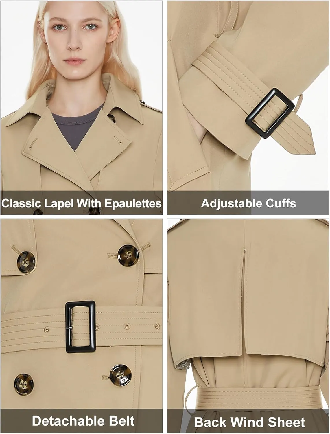 Orolay Women's Long Trench Coat Double-Breasted Classic Lapel Overcoat with Belt
