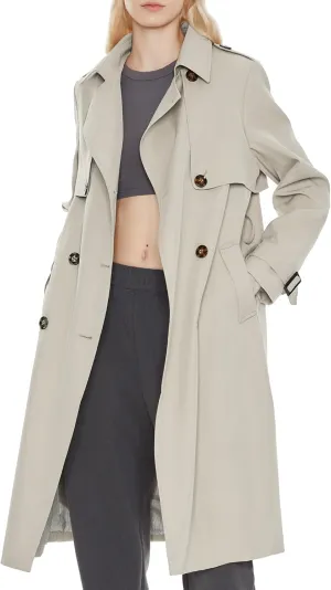 Orolay Women's Long Trench Coat Double-Breasted Classic Lapel Overcoat with Belt