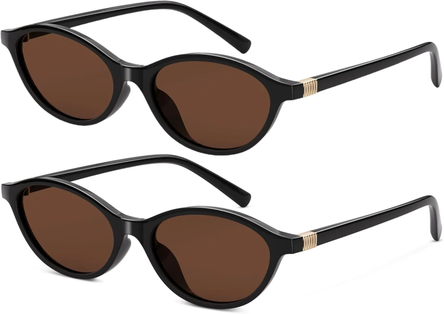 Oval Sunglasses for Women Small Retro Cat Eye Vintage 90s Y2K Trendy Narrow Lightweight Sunnies
