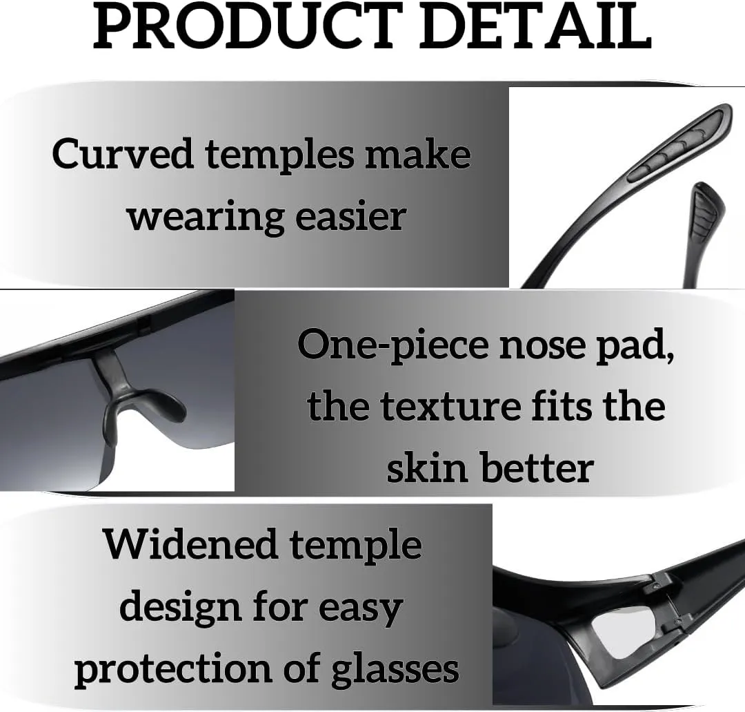 Over Glasses Polarized Color-Changing Sunglasses for Men - Flip-Up Design, UV400 Protection, Day & Night Use
