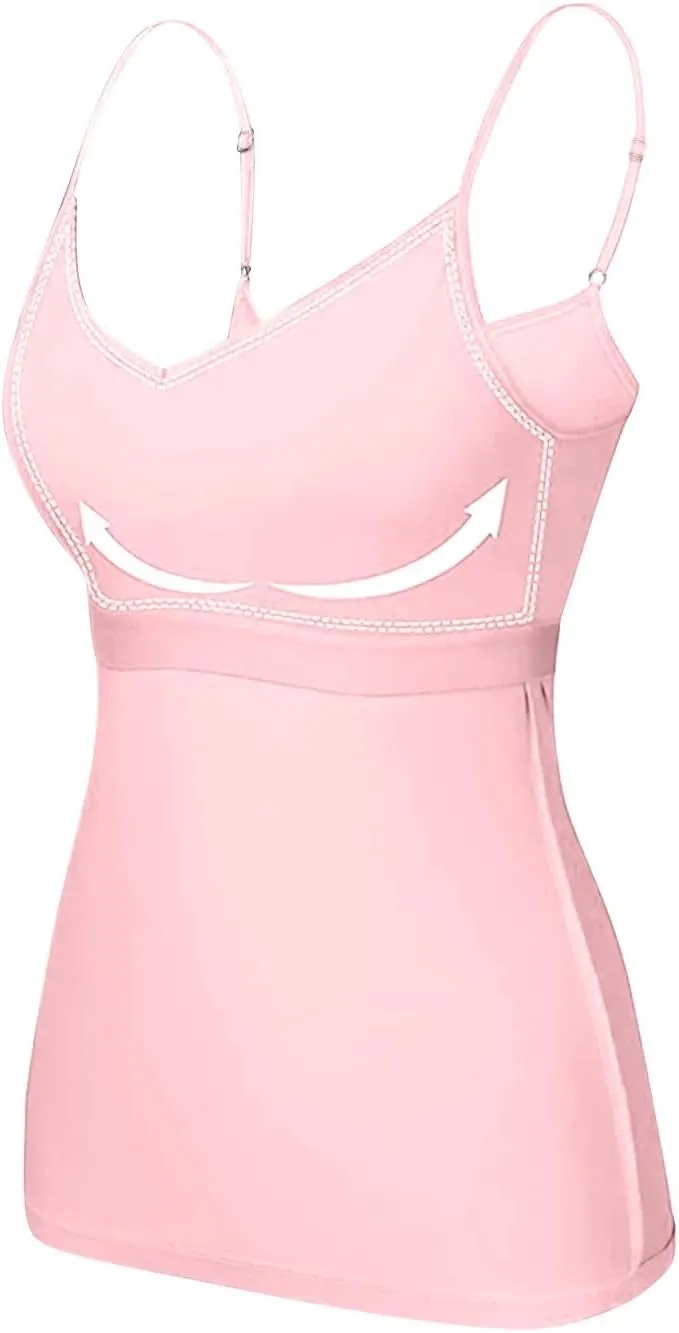 Palaver Womens Tank Tops With Built In Bras Summer Plus Size Padded Workout Tops Casual Crew Neck Sleeveless Camisole