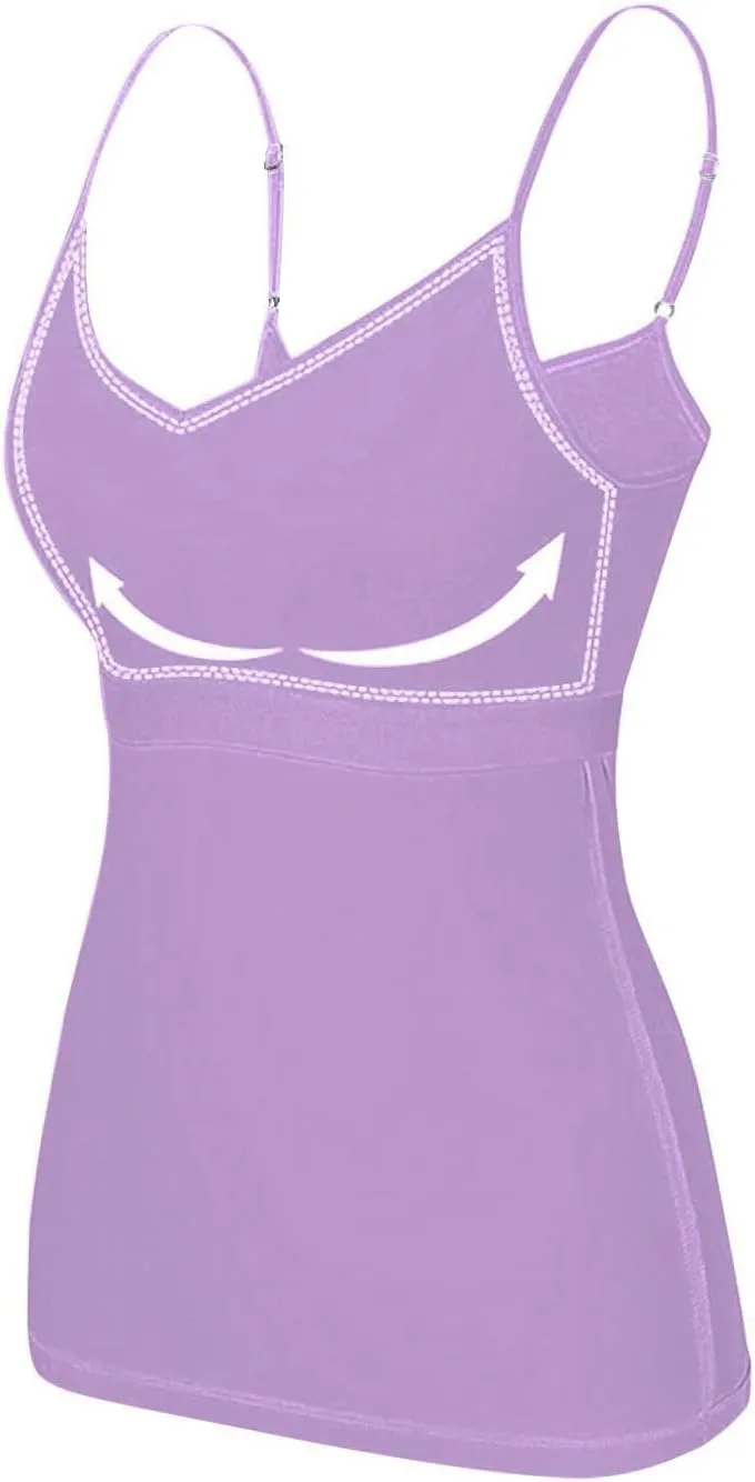 Palaver Womens Tank Tops With Built In Bras Summer Plus Size Padded Workout Tops Casual Crew Neck Sleeveless Camisole