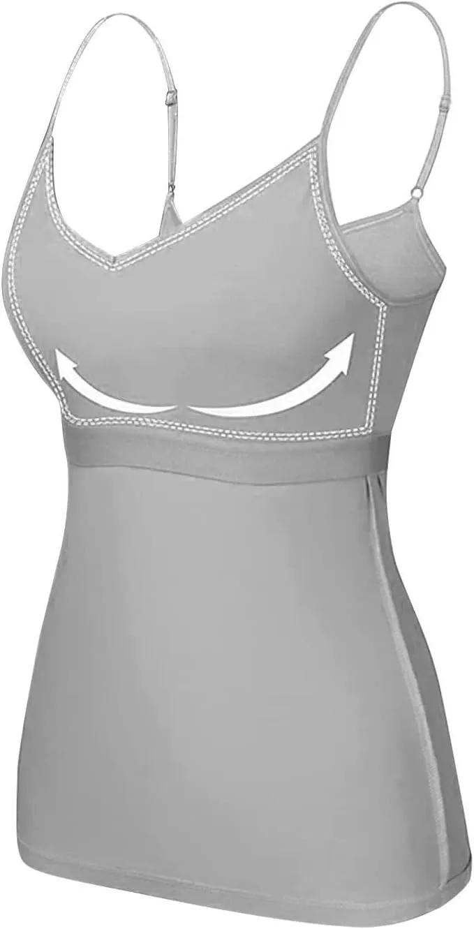 Palaver Womens Tank Tops With Built In Bras Summer Plus Size Padded Workout Tops Casual Crew Neck Sleeveless Camisole