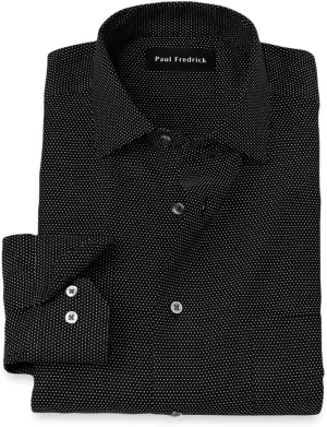 Paul Fredrick Men's Slim Fit Non-Iron Cotton Dot Dress Shirt