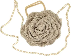 Petite Bloom Macramé Tote – Classic Bloom (With Handle) Latte