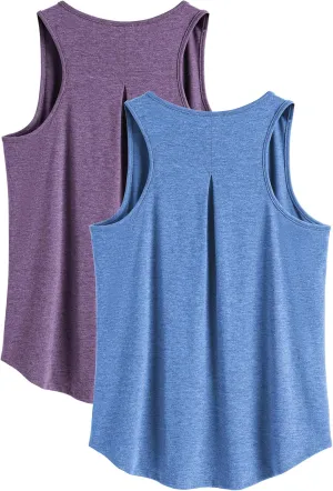 PINSPARK Workout Tops for Women Racerback Tank Top Pack Sleeveless Athletic Running Tops Loose Gym Shirt Quick Dry Yoga Tank