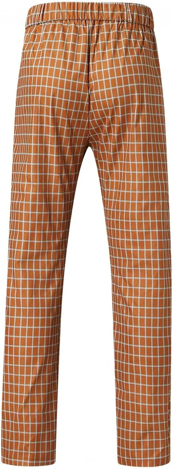 Plaid Dress Pants for Men Skinny Expandable Waist Slim Fit Chinos Grid Tailored Pants Modern Business Pencil Long Pants