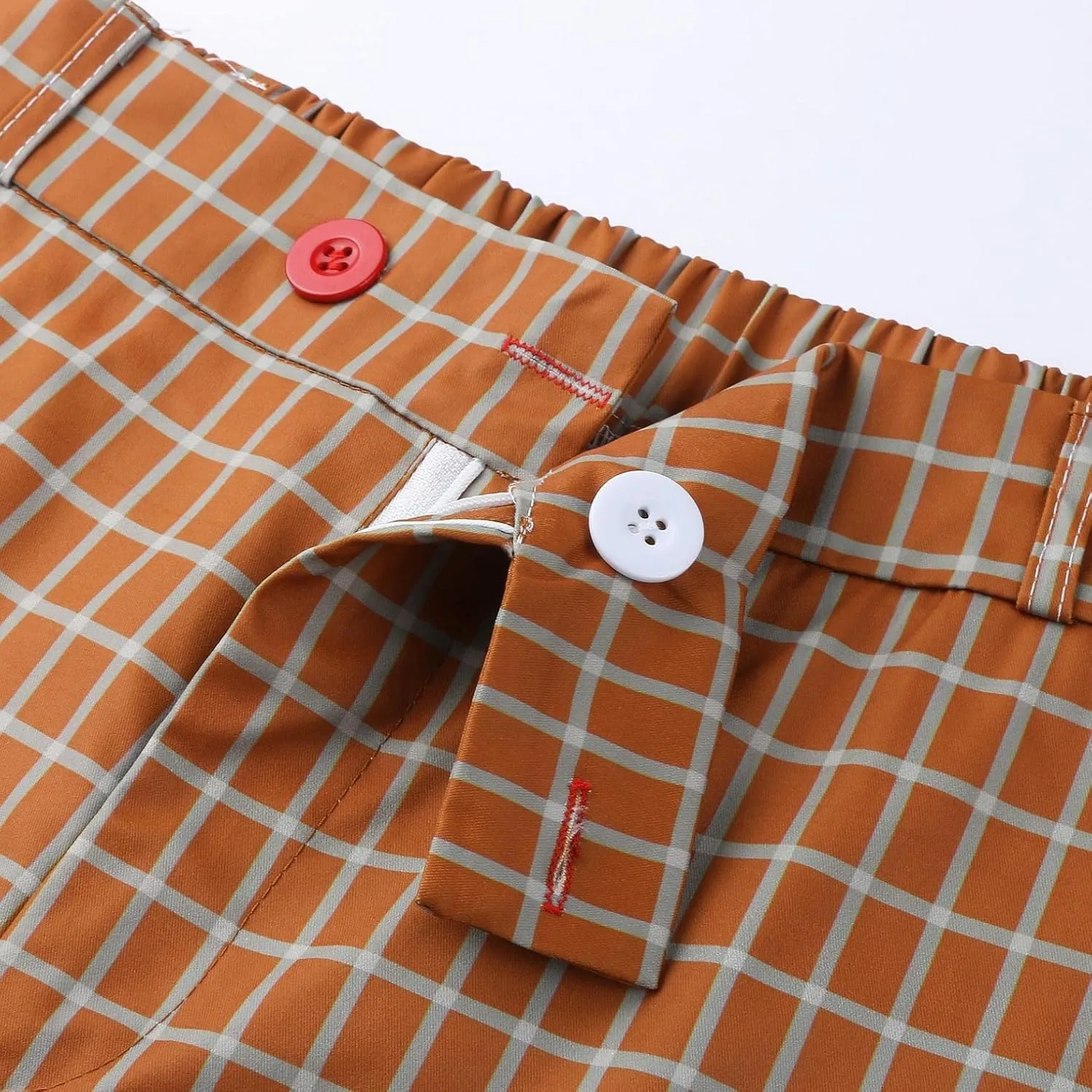 Plaid Dress Pants for Men Skinny Expandable Waist Slim Fit Chinos Grid Tailored Pants Modern Business Pencil Long Pants