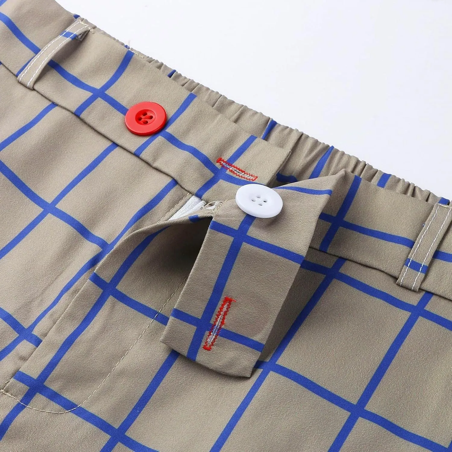 Plaid Dress Pants for Men Skinny Expandable Waist Slim Fit Chinos Grid Tailored Pants Modern Business Pencil Long Pants