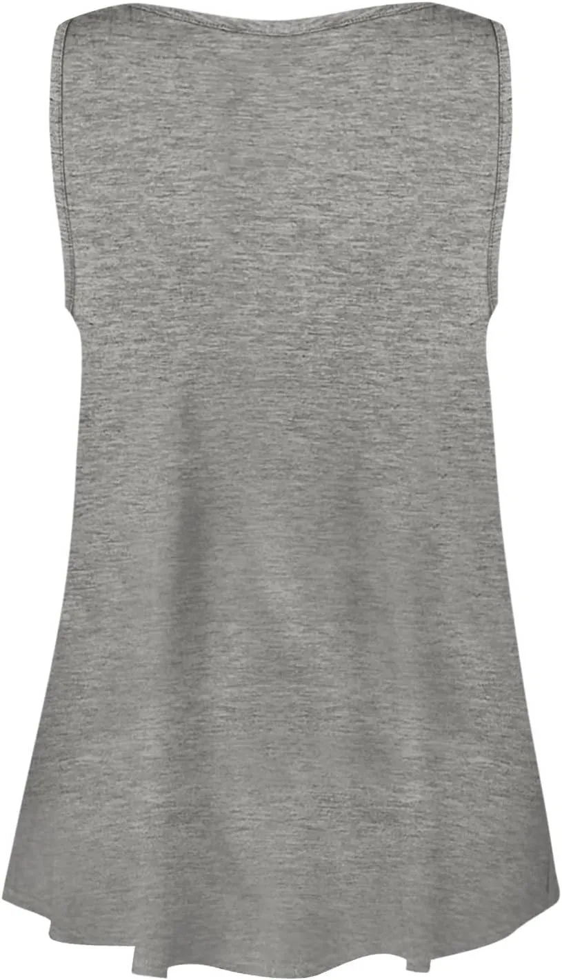 Plus Size Tank Top for Women Summer Casual Baggy Sleeveless Top Breathable Crewneck Solid Button Tank Tops