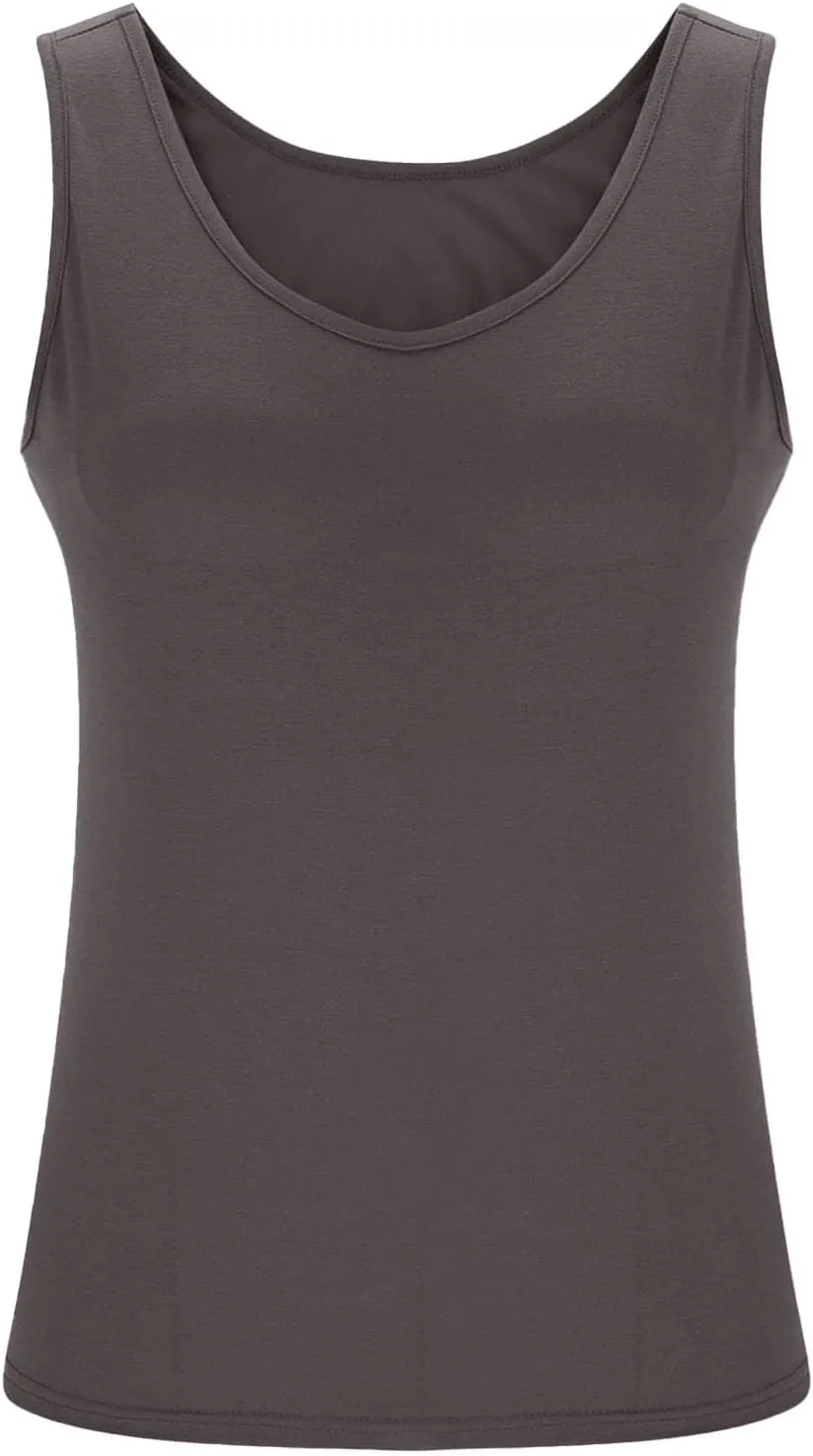 Plus Size Tank Tops with Built in Bra for Women Padded Camisole Shelf Bras Workout Yoga Shirt Casual Basic Undershirt