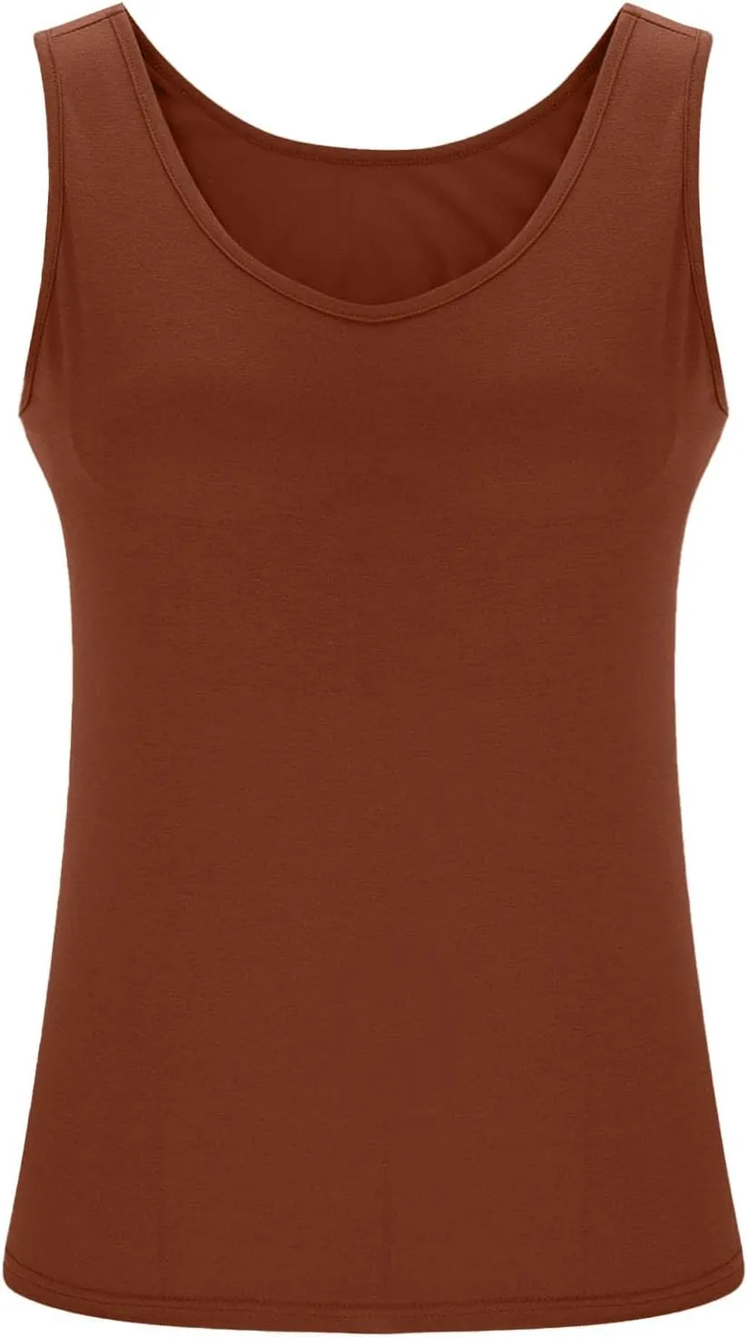 Plus Size Tank Tops with Built in Bra for Women Padded Camisole Shelf Bras Workout Yoga Shirt Casual Basic Undershirt