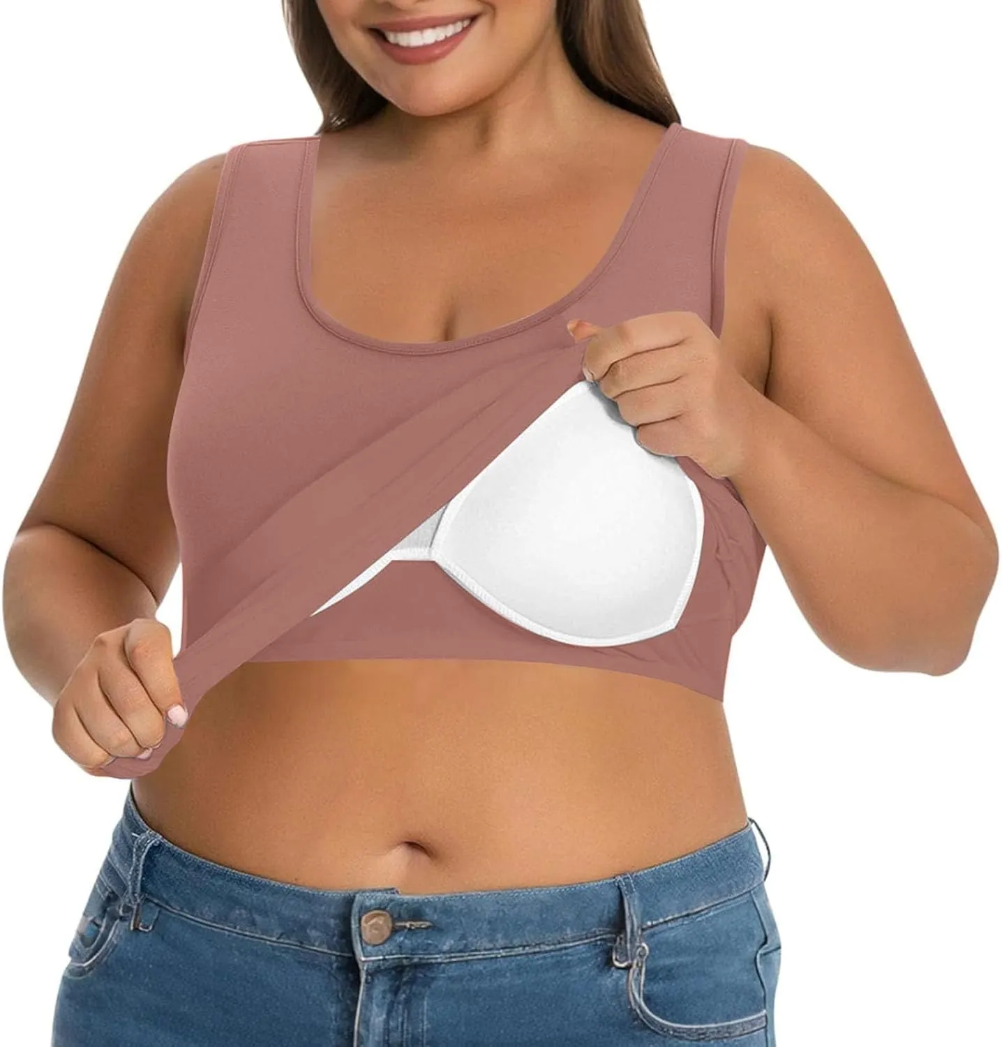 Plus Size Tank Tops with Built in Bra for Women Padded Camisole Shelf Bras Workout Yoga Shirt Casual Basic Undershirt