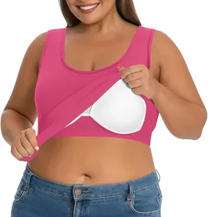 Plus Size Tank Tops with Built in Bra for Women Padded Camisole Shelf Bras Workout Yoga Shirt Casual Basic Undershirt