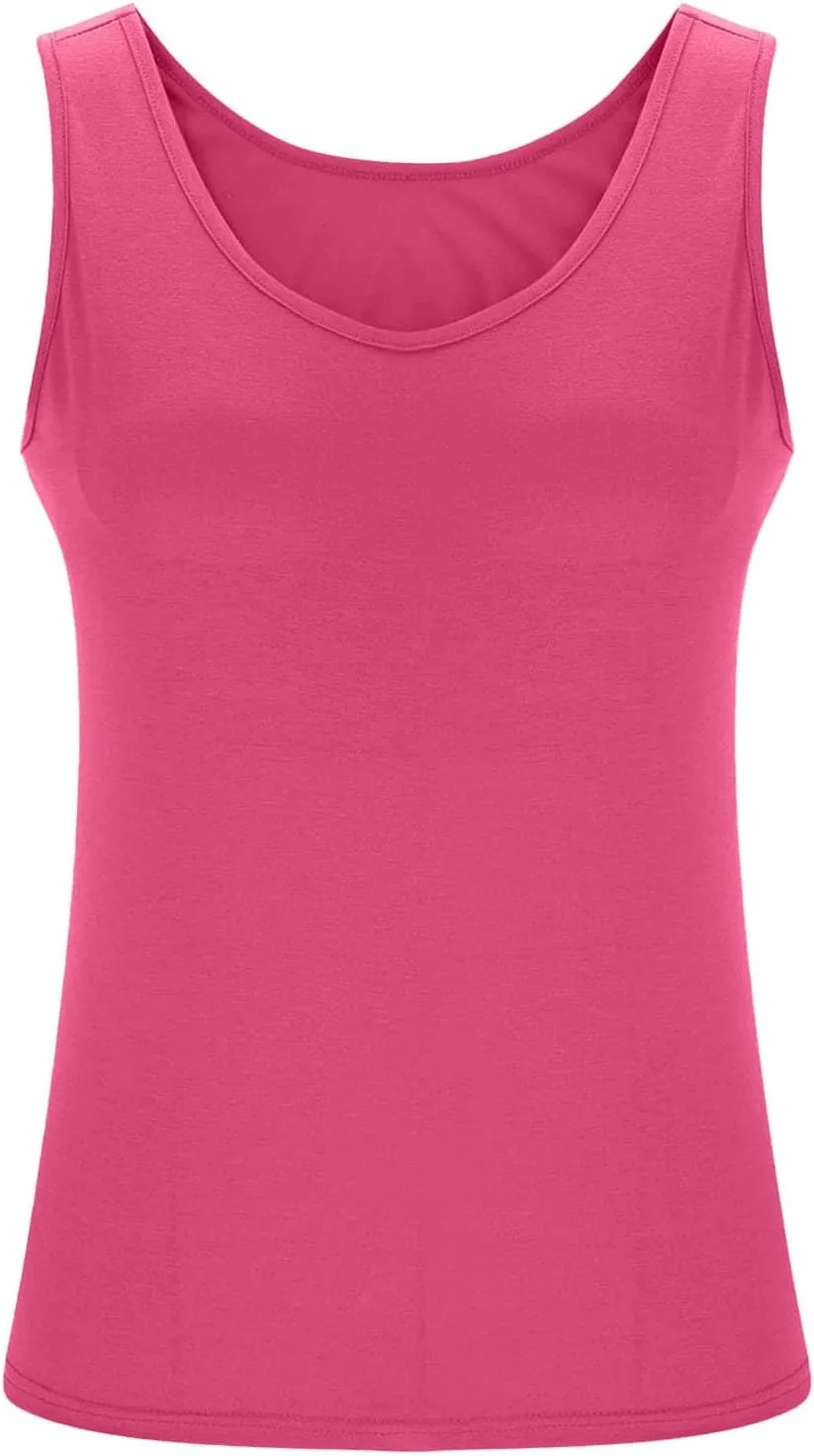Plus Size Tank Tops with Built in Bra for Women Padded Camisole Shelf Bras Workout Yoga Shirt Casual Basic Undershirt