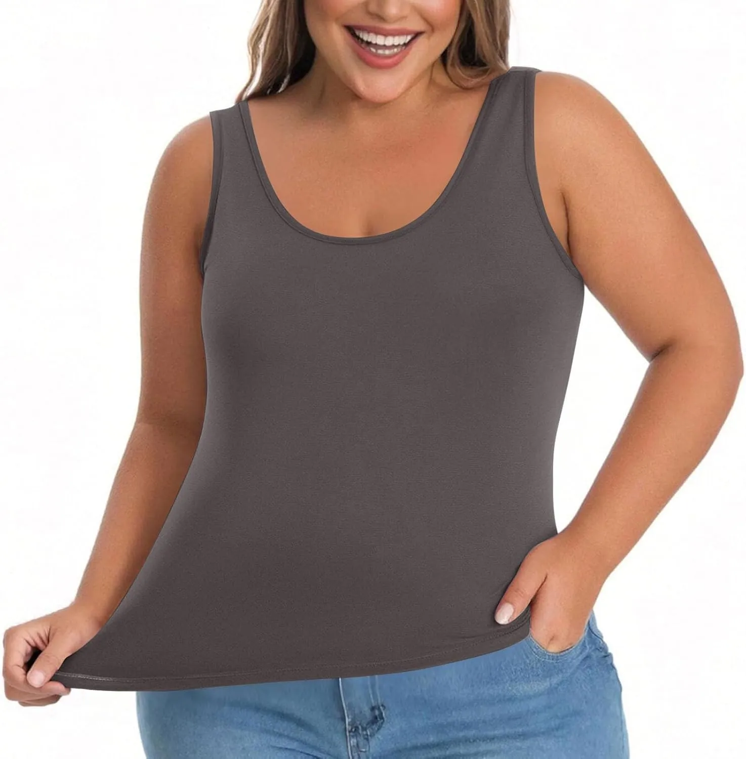 Plus Size Tank Tops with Built in Bra for Women Padded Camisole Shelf Bras Workout Yoga Shirt Casual Basic Undershirt