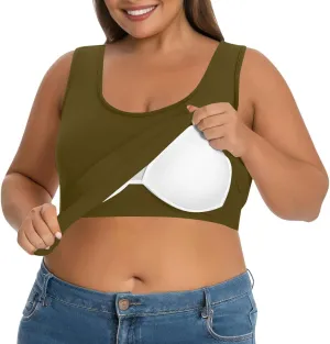 Plus Size Tank Tops with Built in Bra for Women Padded Camisole Shelf Bras Workout Yoga Shirt Casual Basic Undershirt