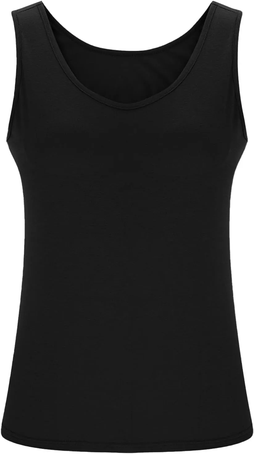 Plus Size Tank Tops with Built in Bra for Women Padded Camisole Shelf Bras Workout Yoga Shirt Casual Basic Undershirt