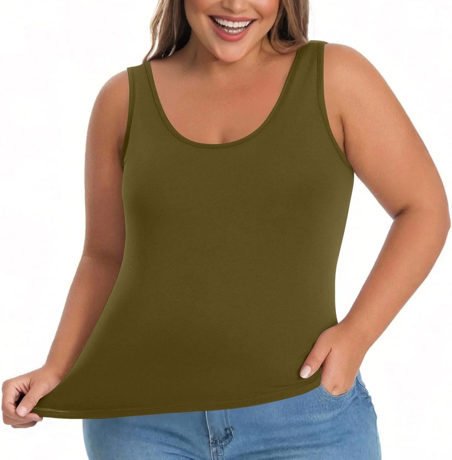 Plus Size Tank Tops with Built in Bra for Women Padded Camisole Shelf Bras Workout Yoga Shirt Casual Basic Undershirt
